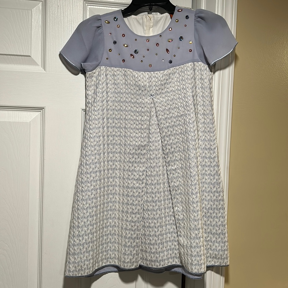 Blue and white dress